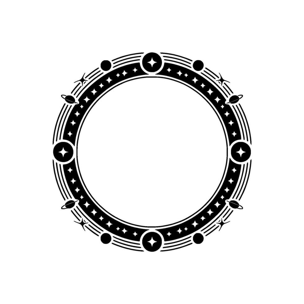 Celestial Circle Stylized Ornament, Vintage vector
