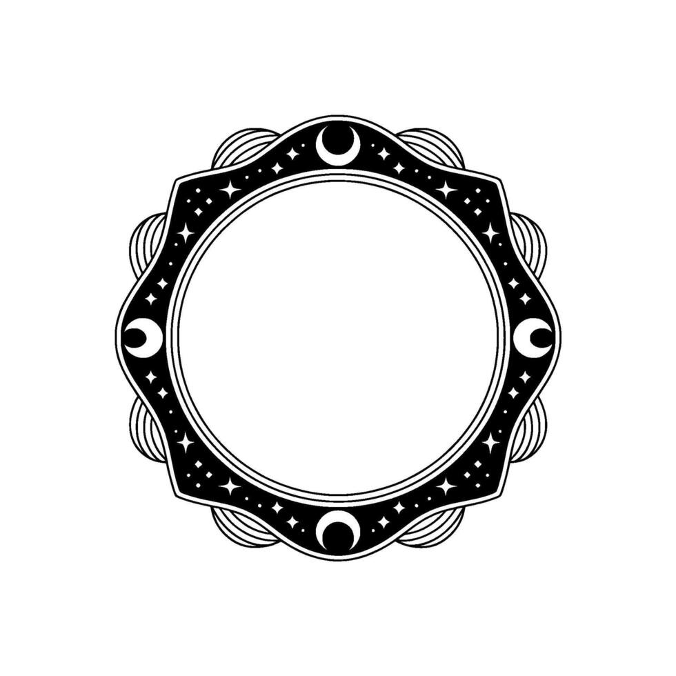 Celestial Frame Lunar Ornamentation, Vintage Style vector