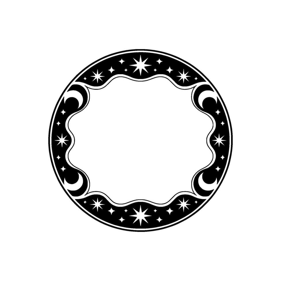 Celestial Circle Vintage Starry Border, Stars vector