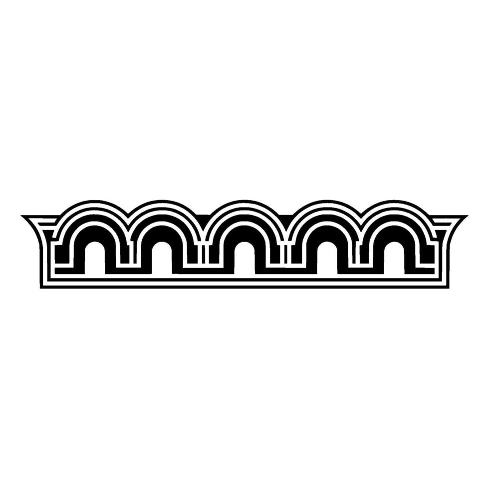 Art Deco Wave Border, Geometric Ornamentation - Line vector