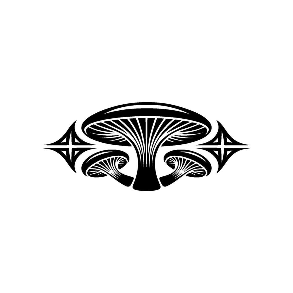 Geometric Mushroom Emblem, Tribal Style vector