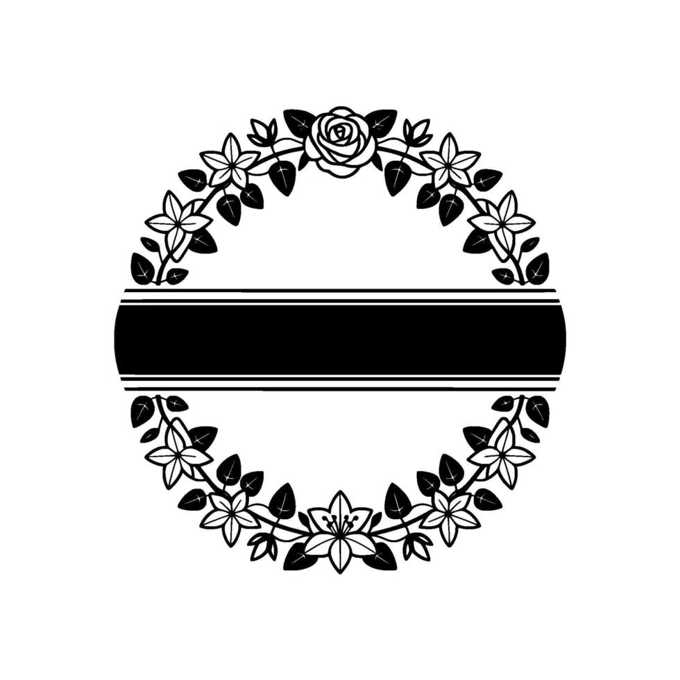 Floral Circle Frame, Elegant , Minimalist vector