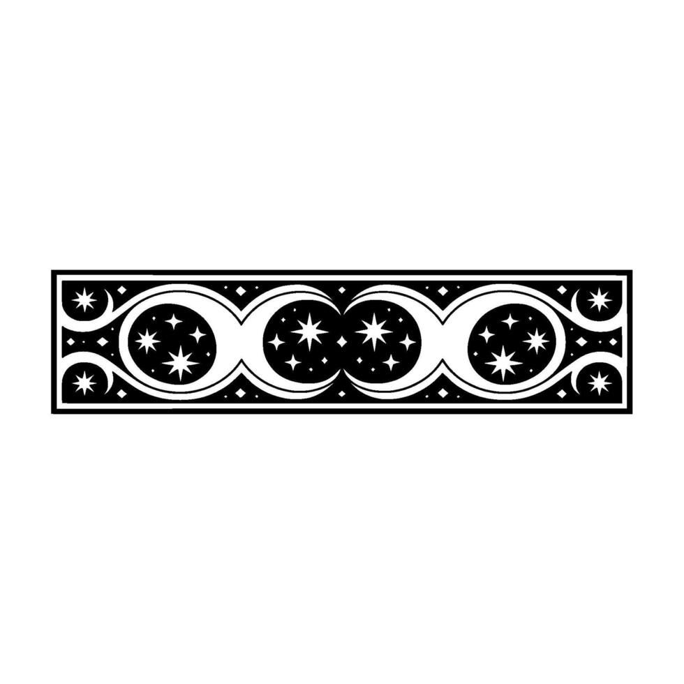 Celestial Crescent Border, Vintage Starry Motif vector