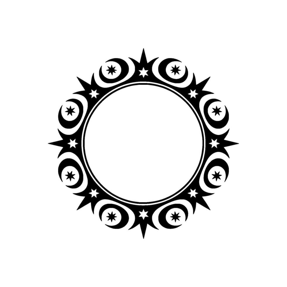 Celestial Circle Tribal Moon Motif, Minimalist, Stars vector
