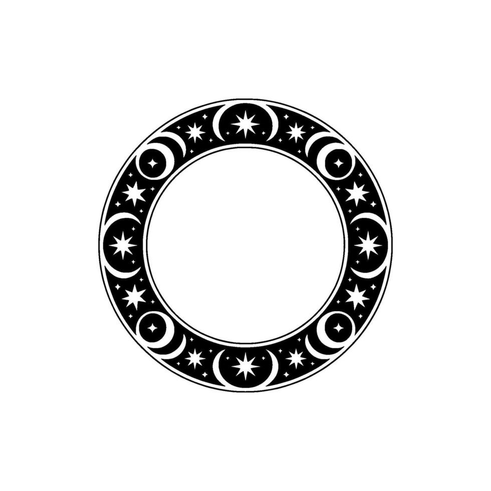 Celestial Circle Lunar Constellation Emblem, Moon vector