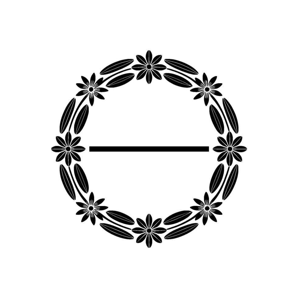 Minimalist Floral Circle Emblem, Symbolic vector