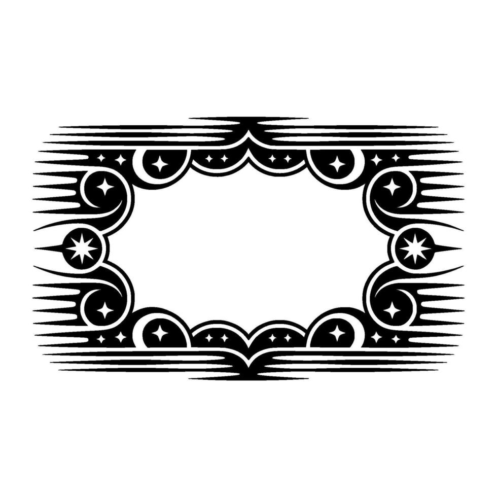 Geometric Tribal Frame, Stylized Black White vector