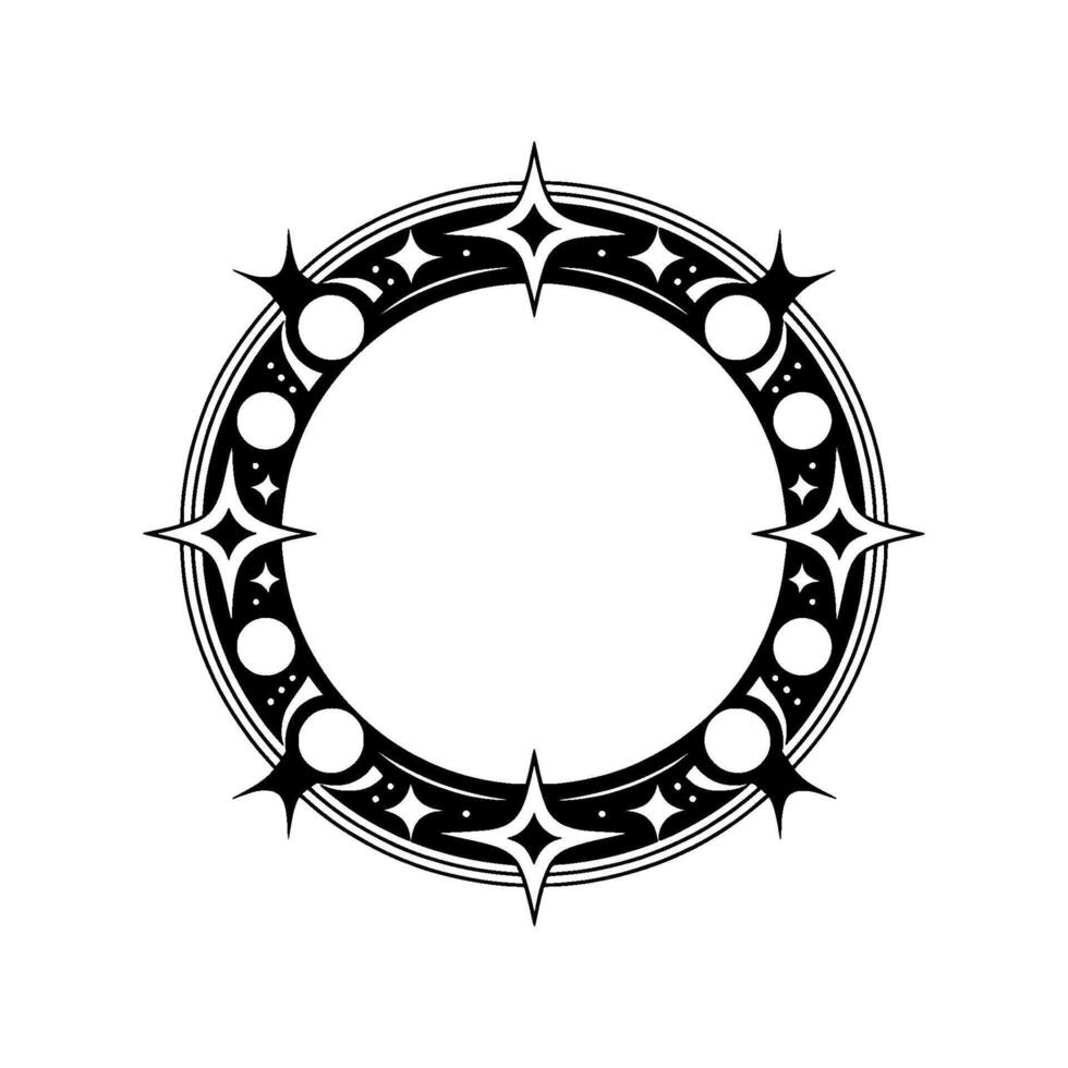 Celestial Circle Intricate Black White Ornamentation vector