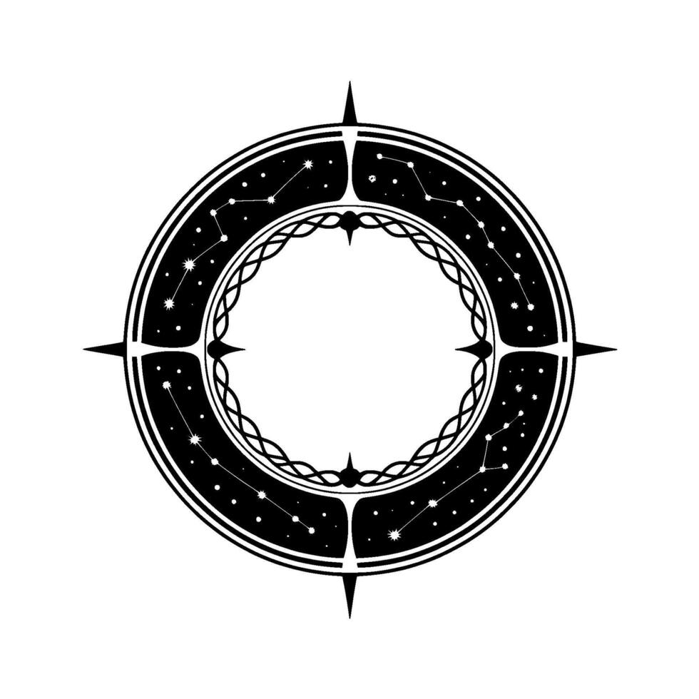 Celestial Navigation Black White Constellation Ornament vector