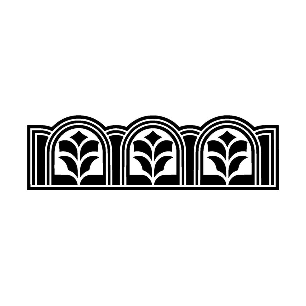 Art Nouveau Window Motif, Black White, Decorative Border vector