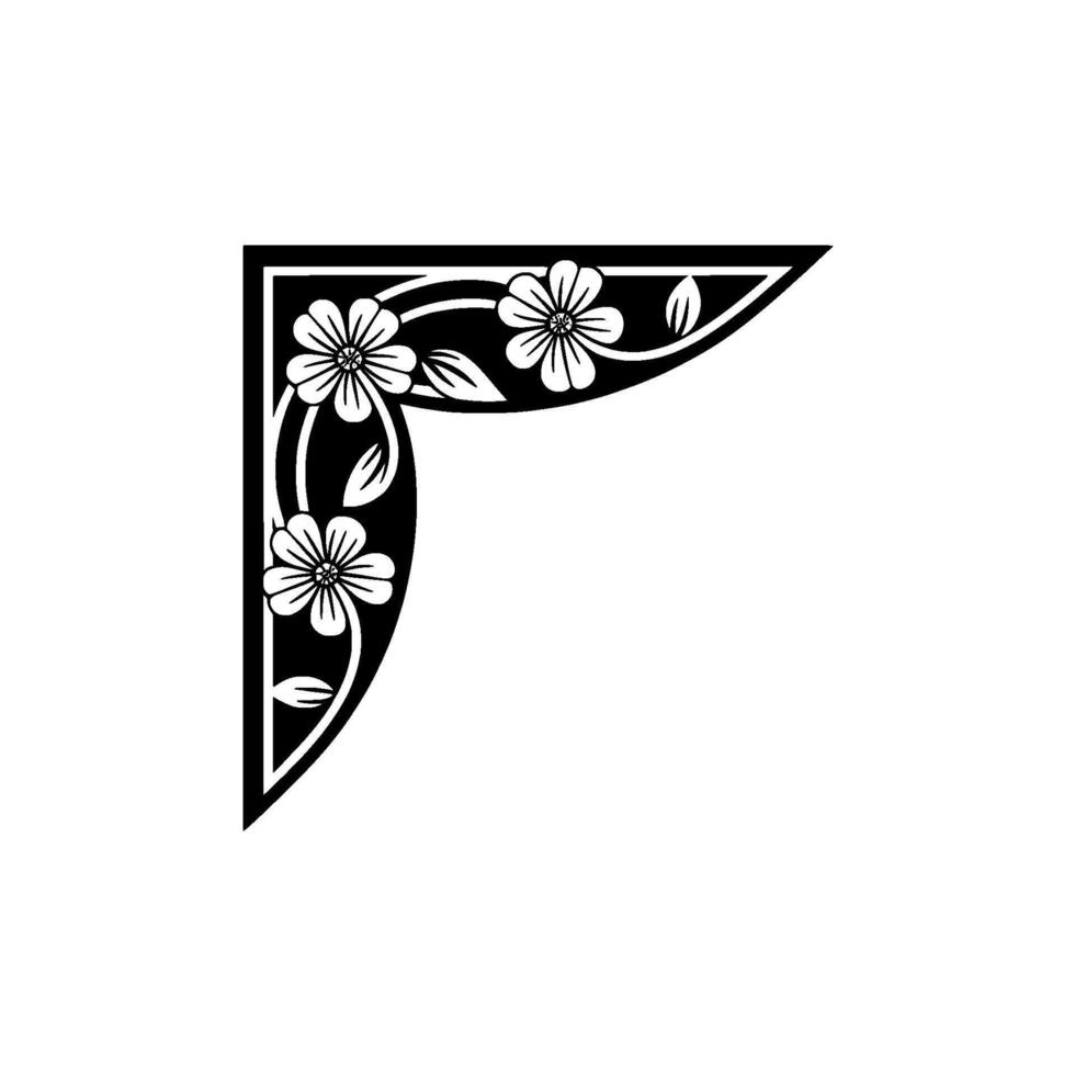 Floral Corner Ornament, Vintage Style Illustration vector