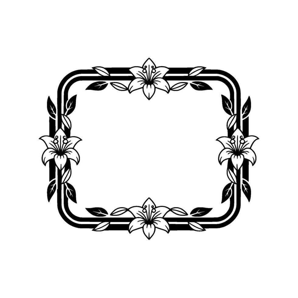 Elegant Floral Frame, Art Deco Style, Lily vector