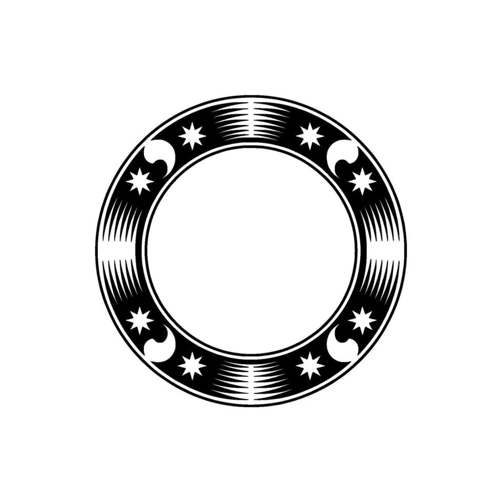 Celestial Circle Emblem, Vintage Moon Star vector