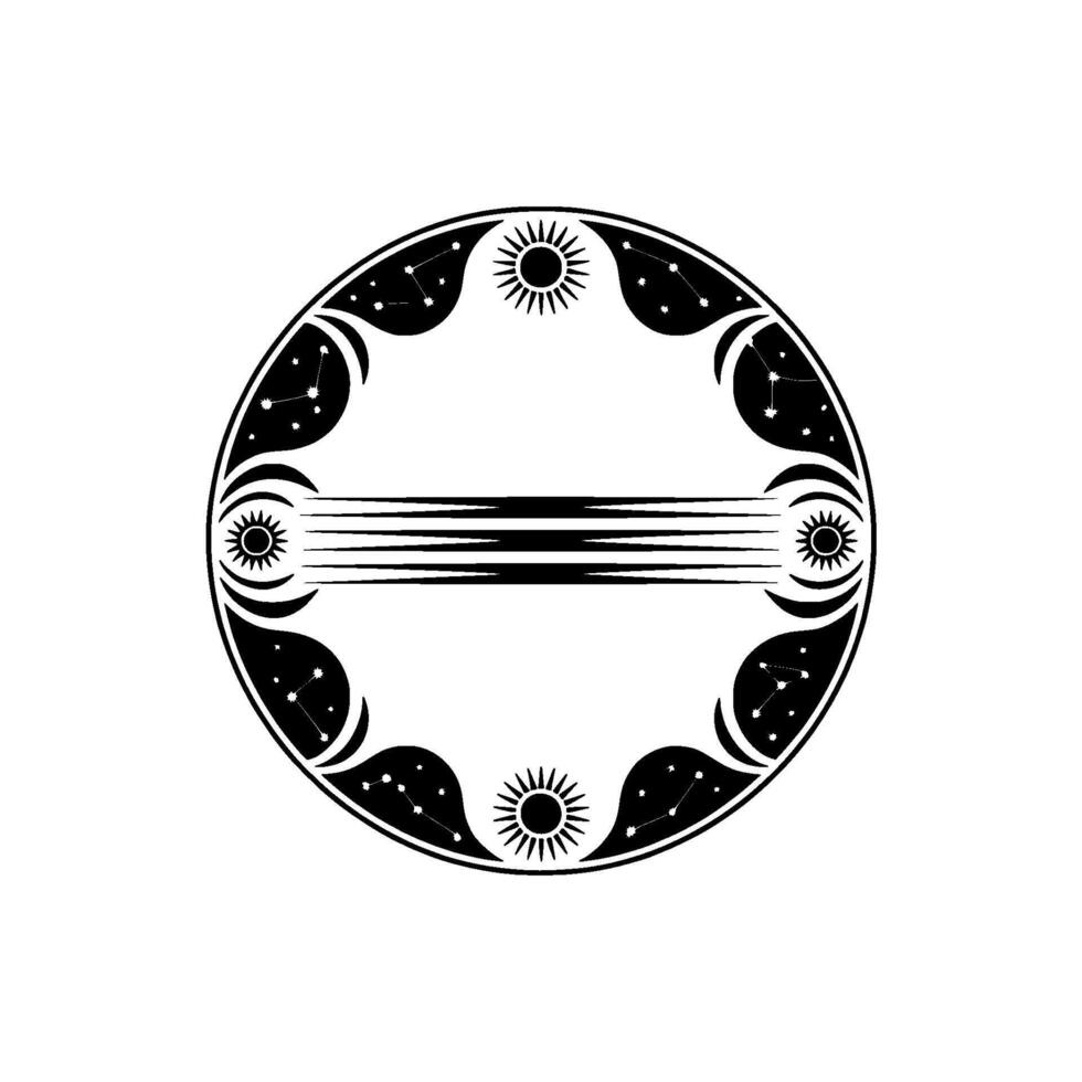 Celestial Cycle Emblem, Minimalist Lunar Solar vector