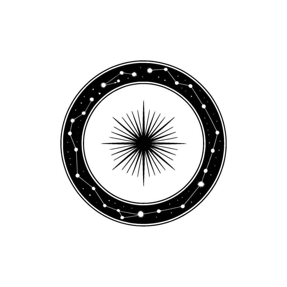 Celestial Circle Starry Constellation Emblem vector