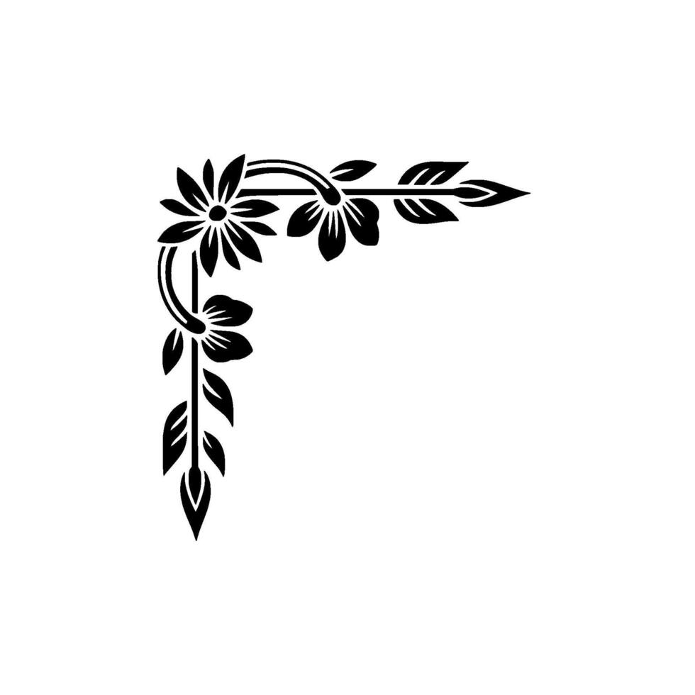 Elegant Floral Corner Accent, Vintage Style, Botanical vector