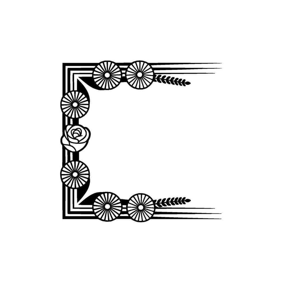 Art Deco Floral Frame Elegant Vintage, Geometric vector