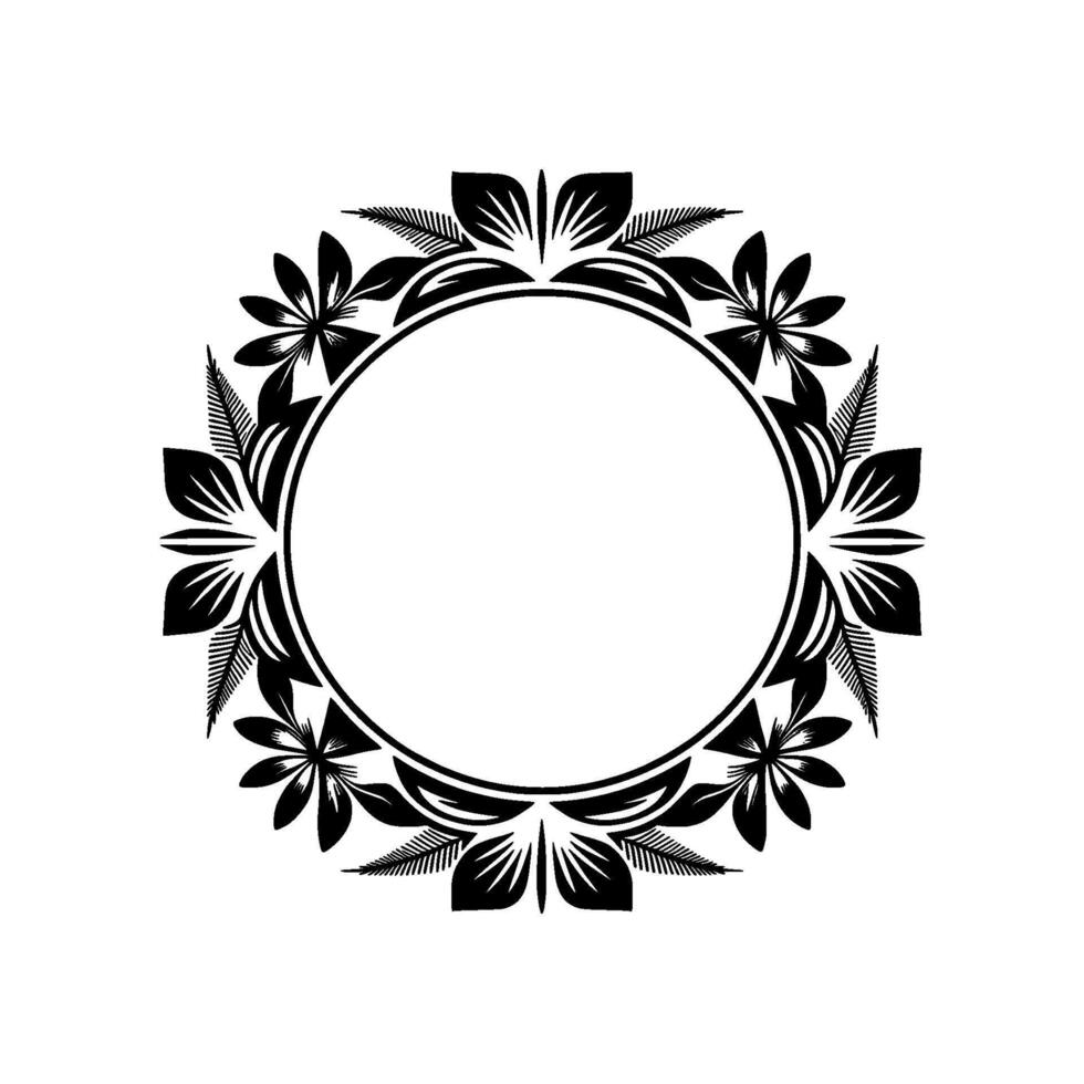 Elegant Floral Frame, Vintage , Minimalist Ornamentation, Monochromatic vector