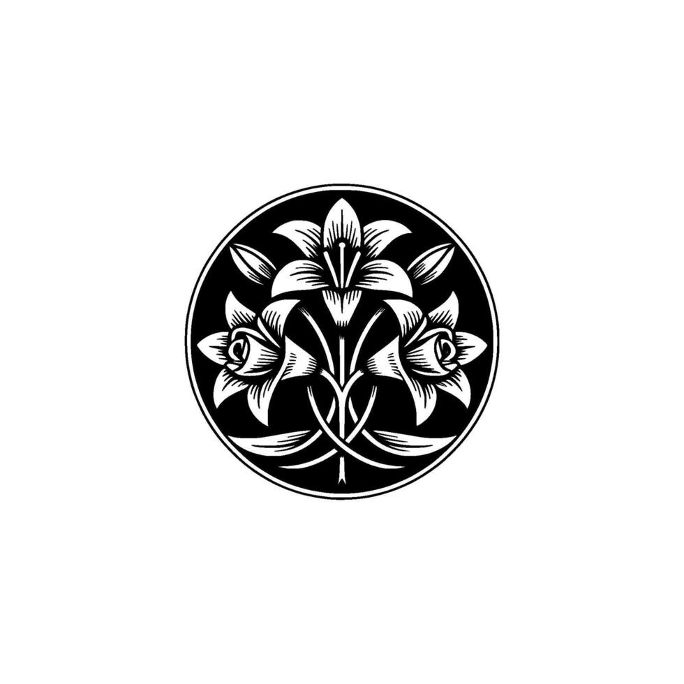 Elegant Lily Emblem, Vintage Botanical Illustration vector