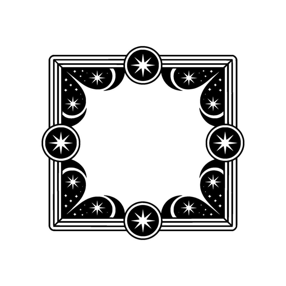 Celestial Frame Lunar Phases Starry Geometry vector
