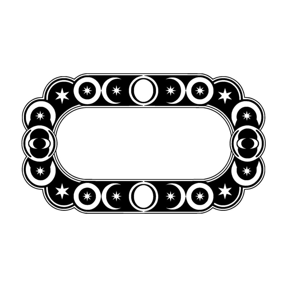 Celestial Oval Frame Vintage Moon Star Motif vector