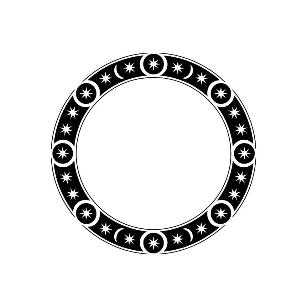 Celestial Circle Stylized Starburst Border vector