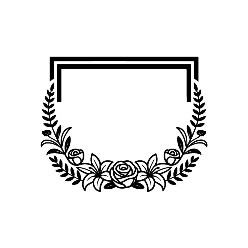 Elegant Floral Frame, Vintage , Minimalist Illustration - Laurel vector