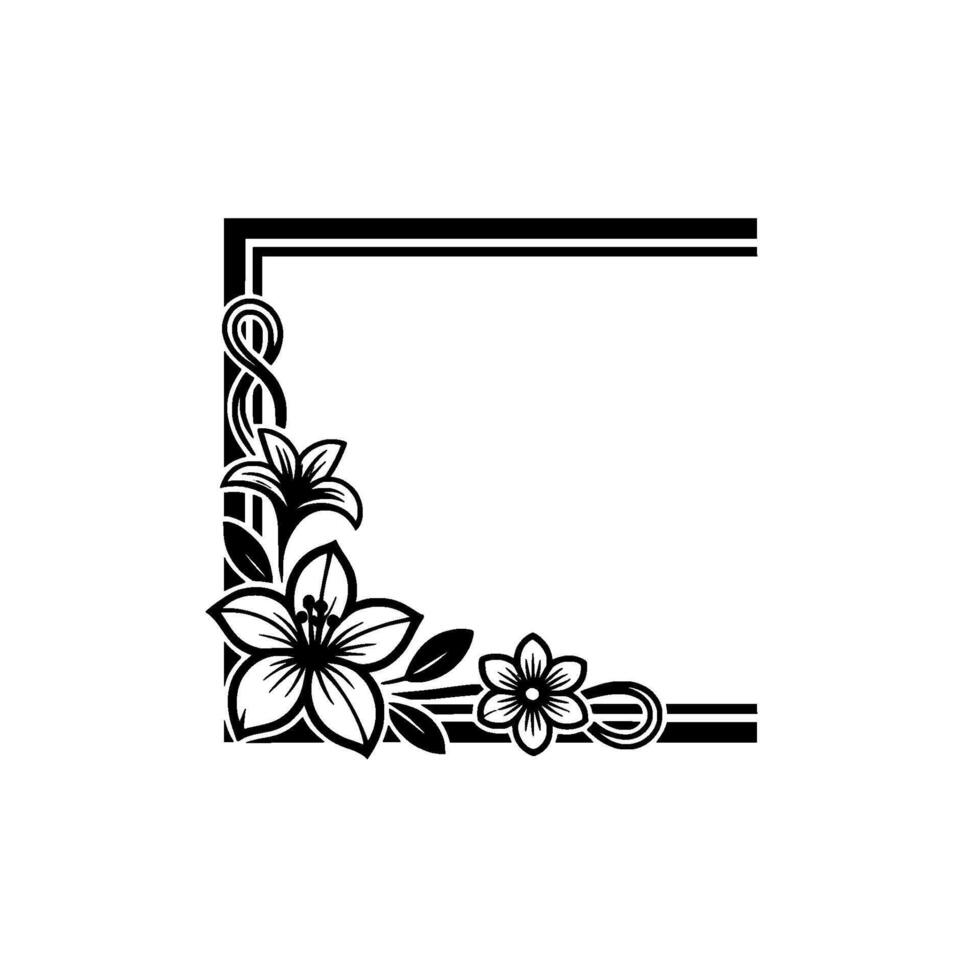Elegant Floral Corner Frame, Vintage Style, Illustration vector