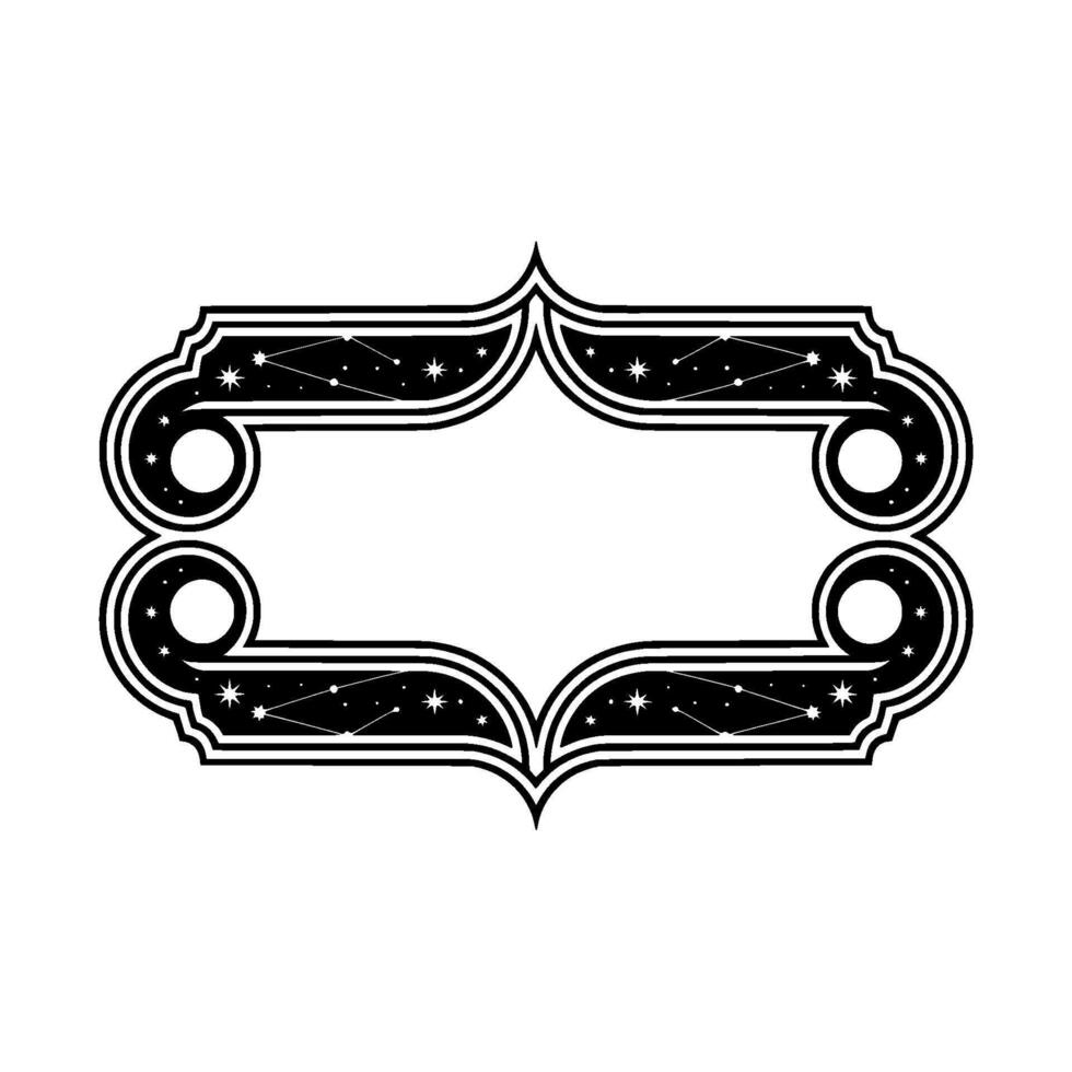 Celestial Deco Frame Vintage Starry Border vector