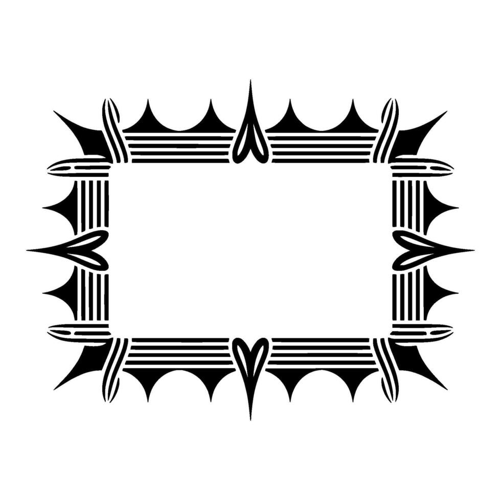 Geometric Tribal Frame, Minimalist , Black White, Outline vector