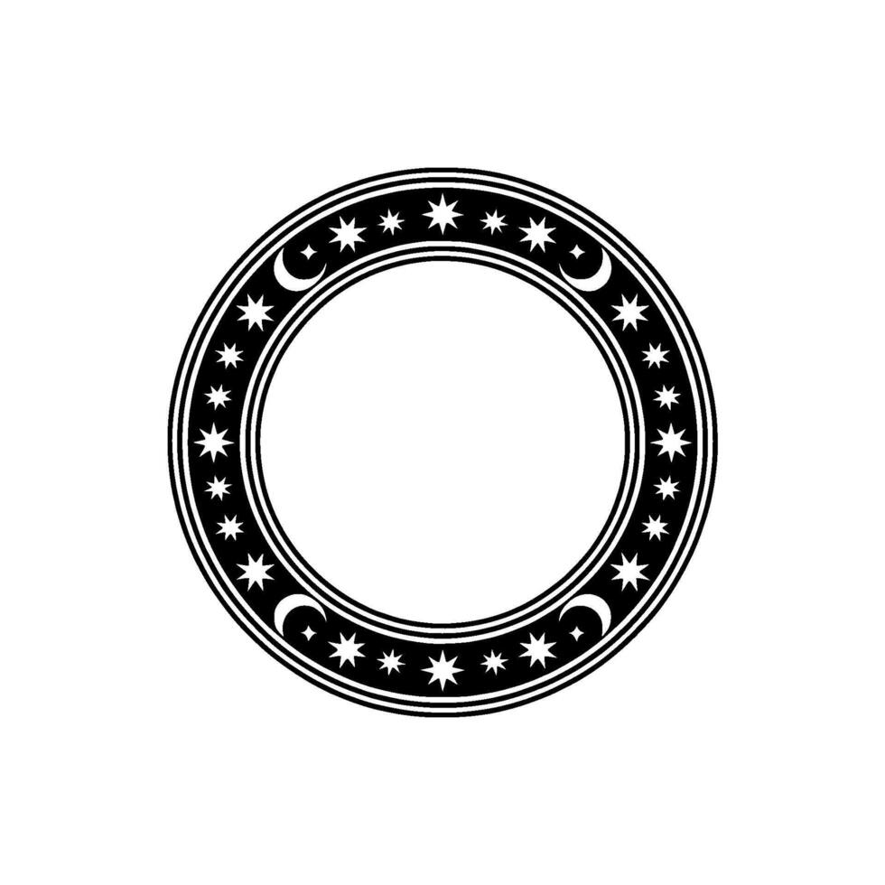 Celestial Circle Lunar Stellar Emblem, Vintage vector