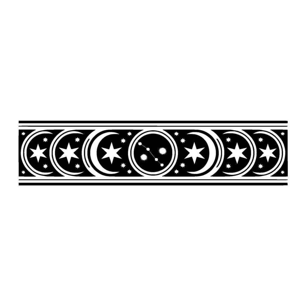 Celestial Border Zodiac Starry Night Motif vector