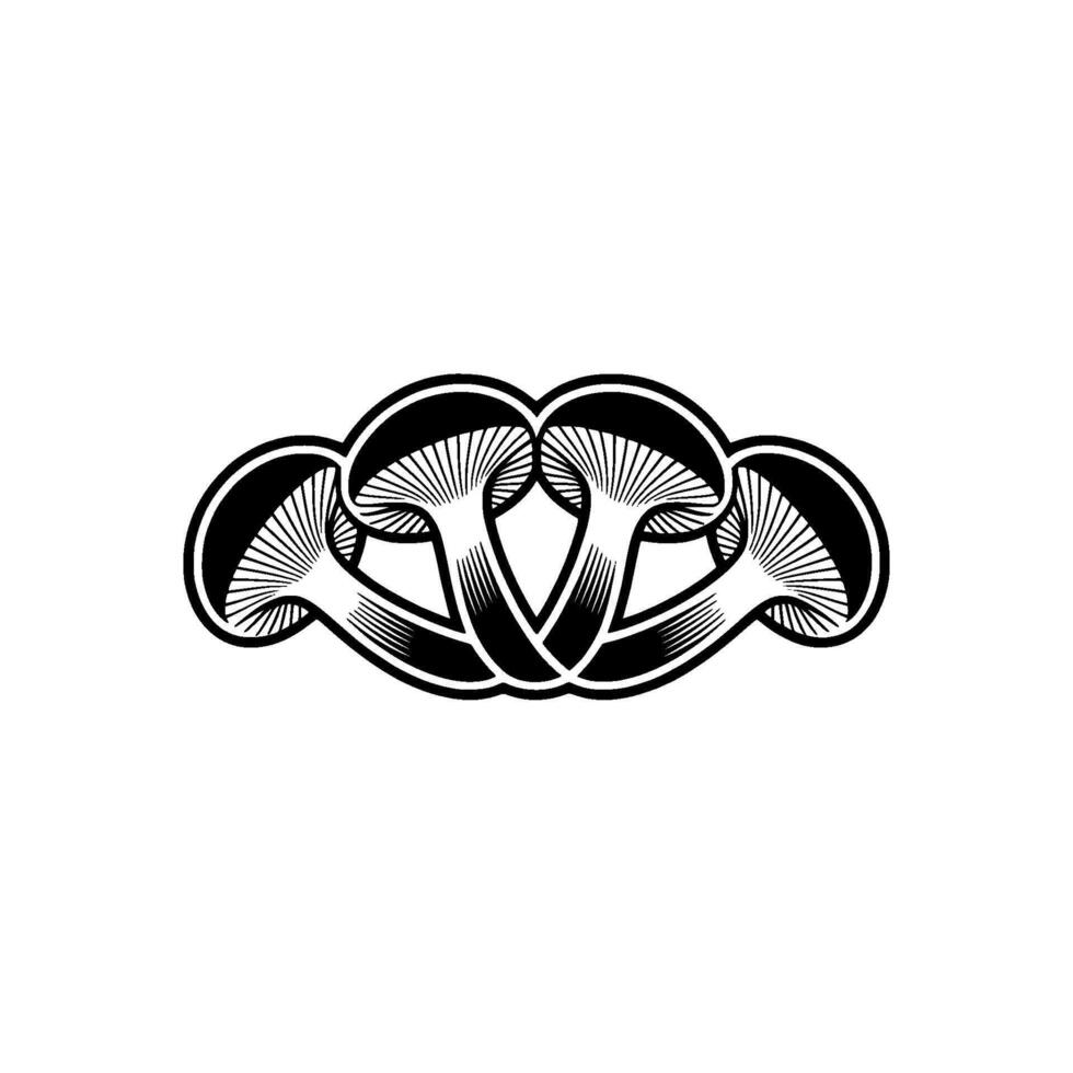 Intricate Mushroom Emblem, Organic Symmetry, Vintage vector