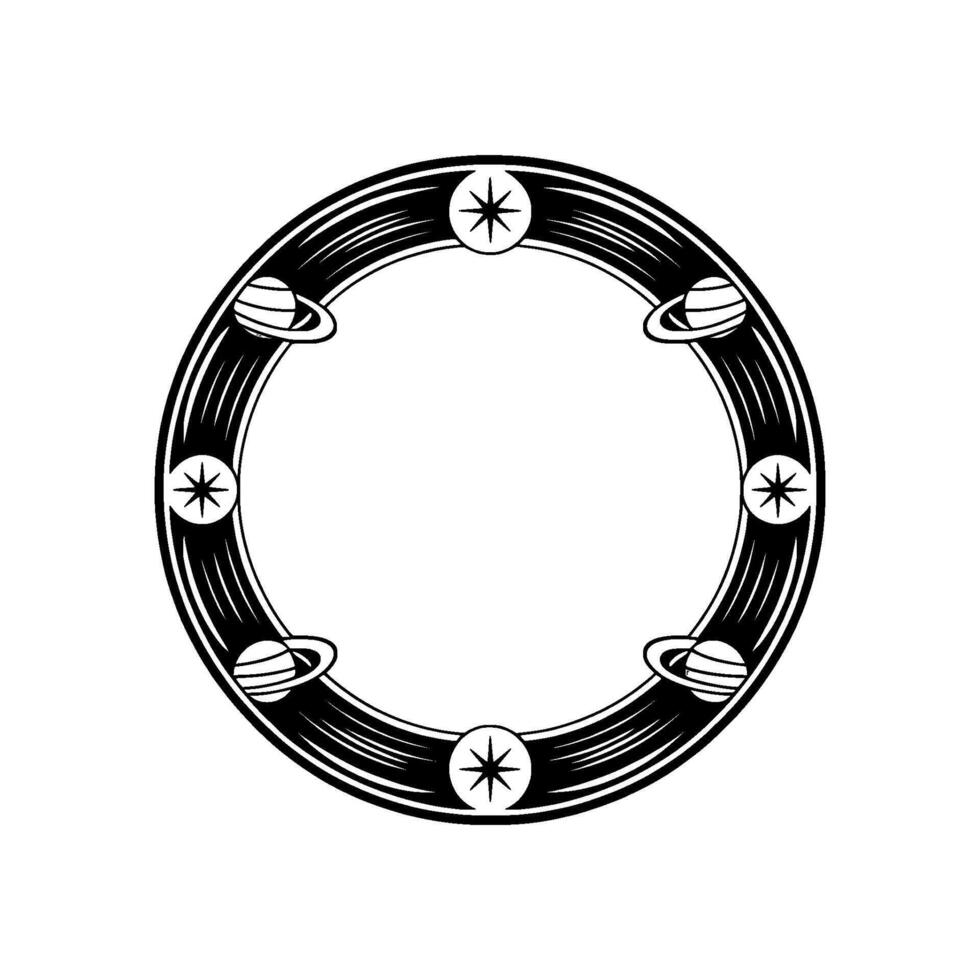 Celestial Portal Stylized Ring of Planets vector