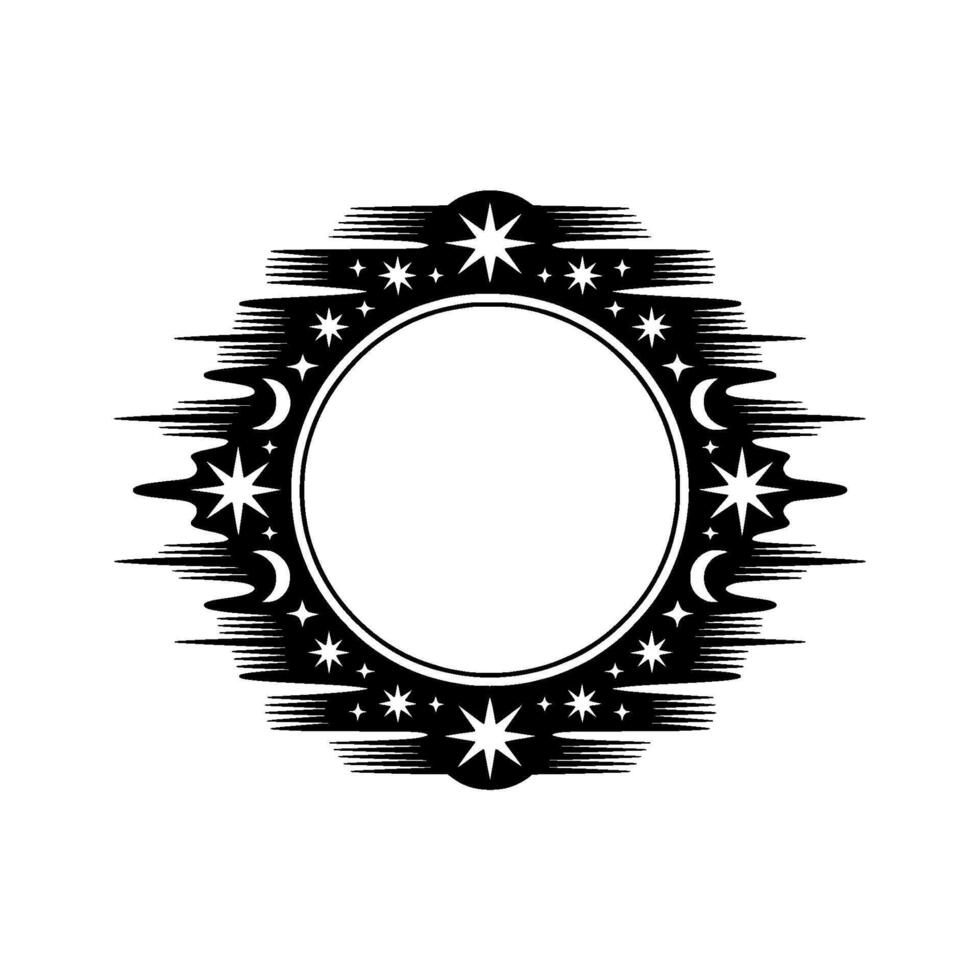 Celestial Frame Starry Moon Spiral Ornamentation vector