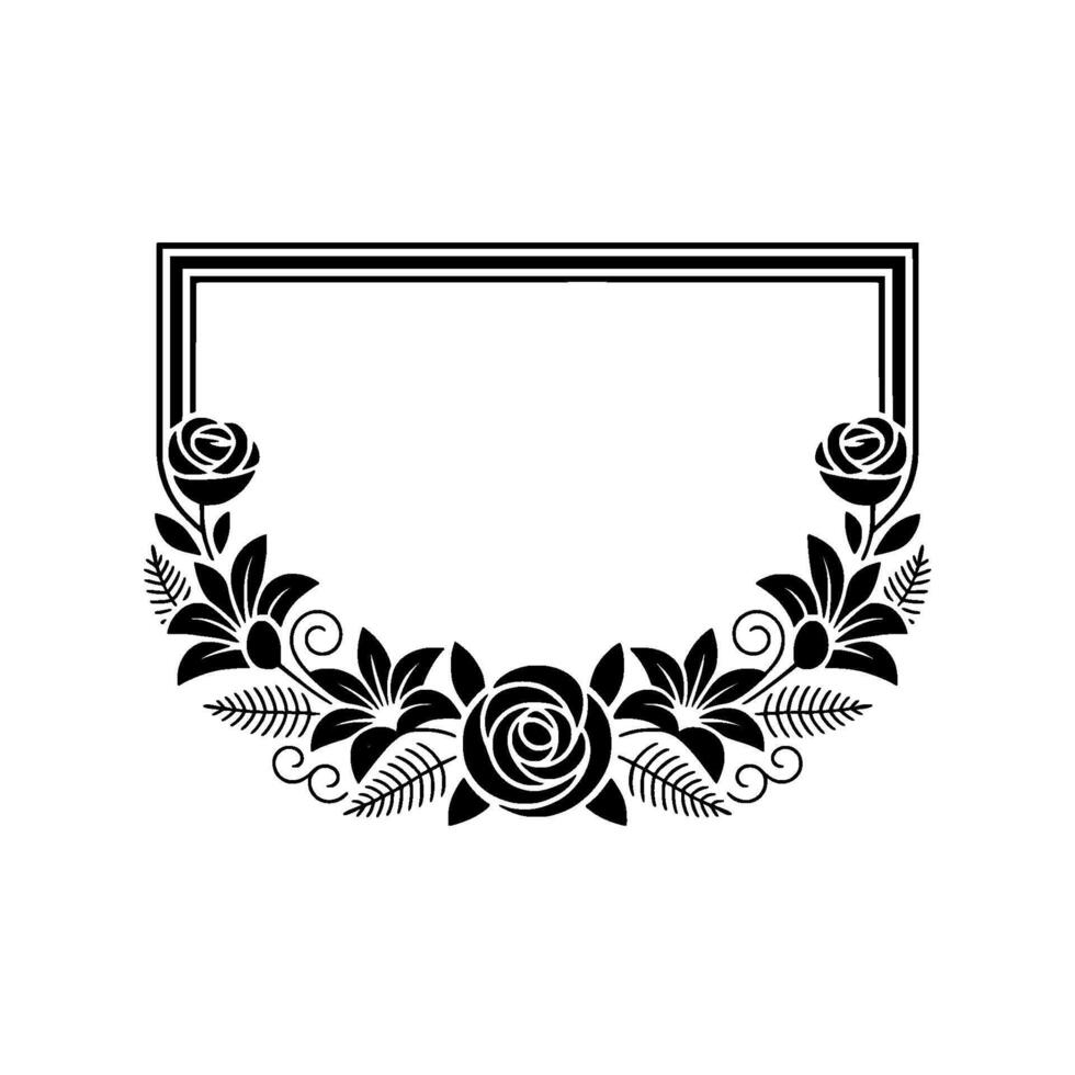Elegant Floral Shield, Vintage vector
