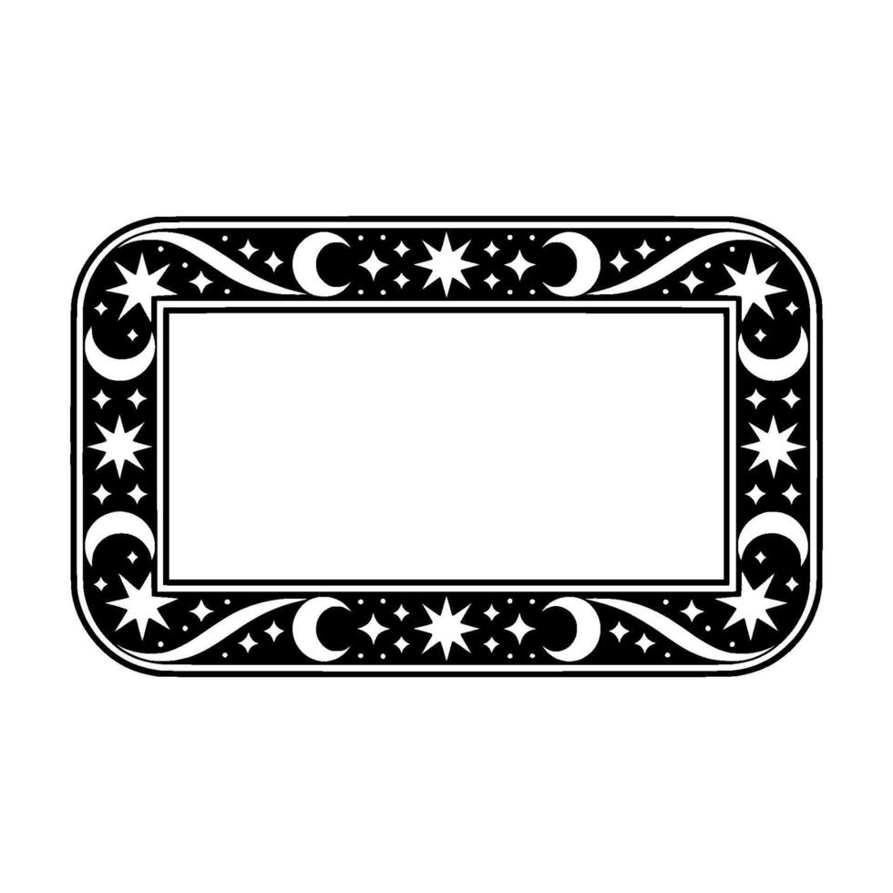 Celestial Frame Vintage Moon Star Ornamentation vector