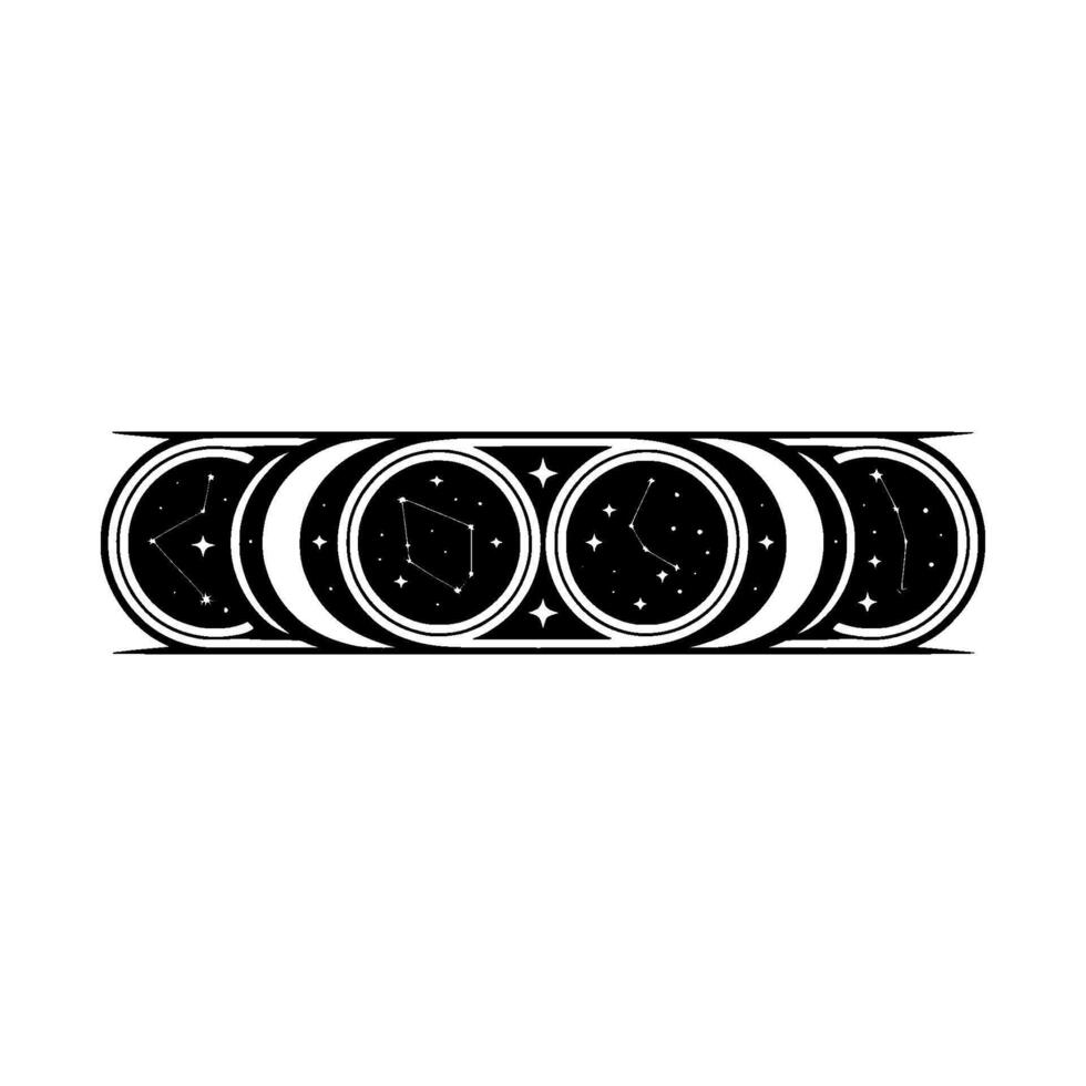 Celestial Cycle Zodiac Constellations Lunar Phases vector