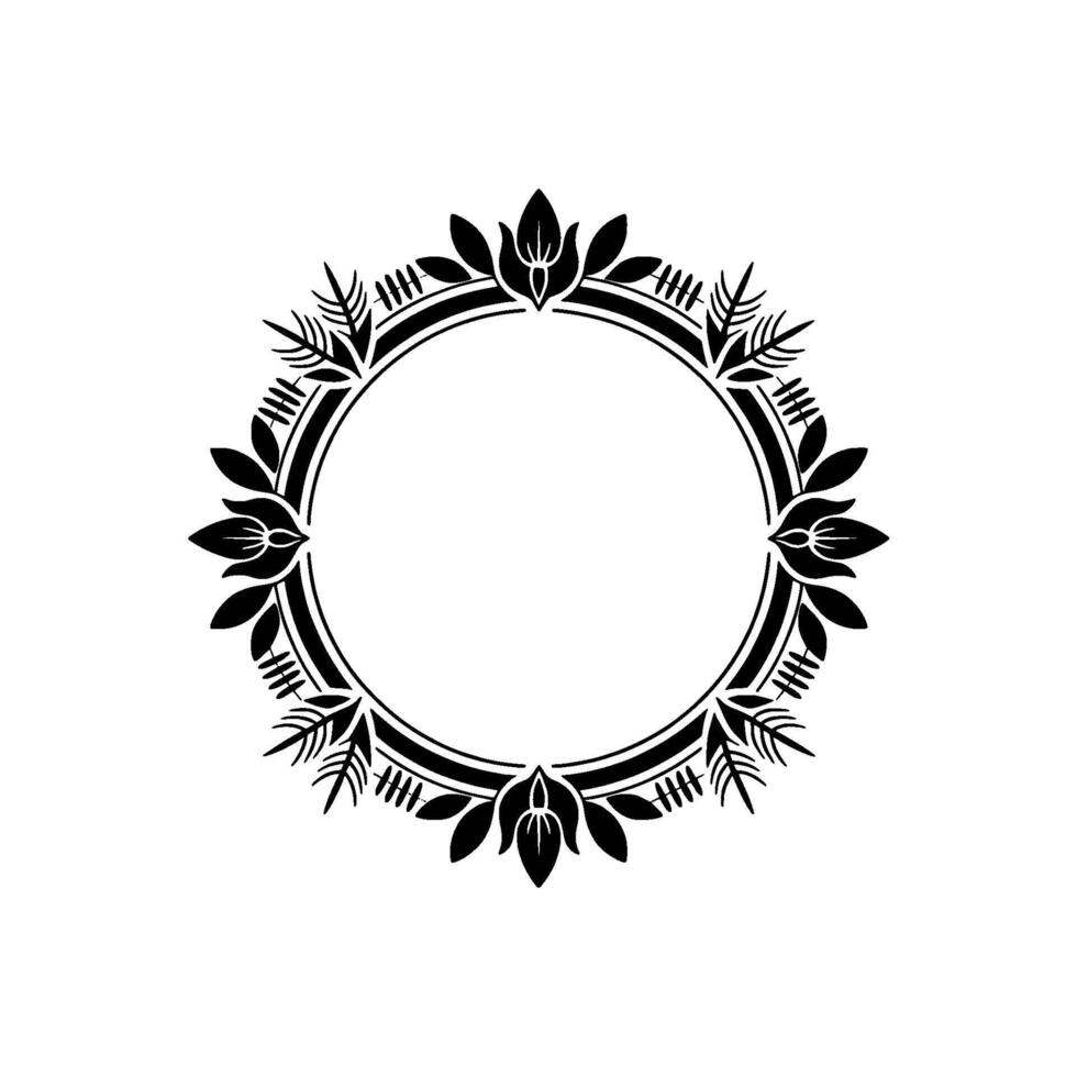 Elegant Botanical Frame, Vintage , Circular Ornament vector