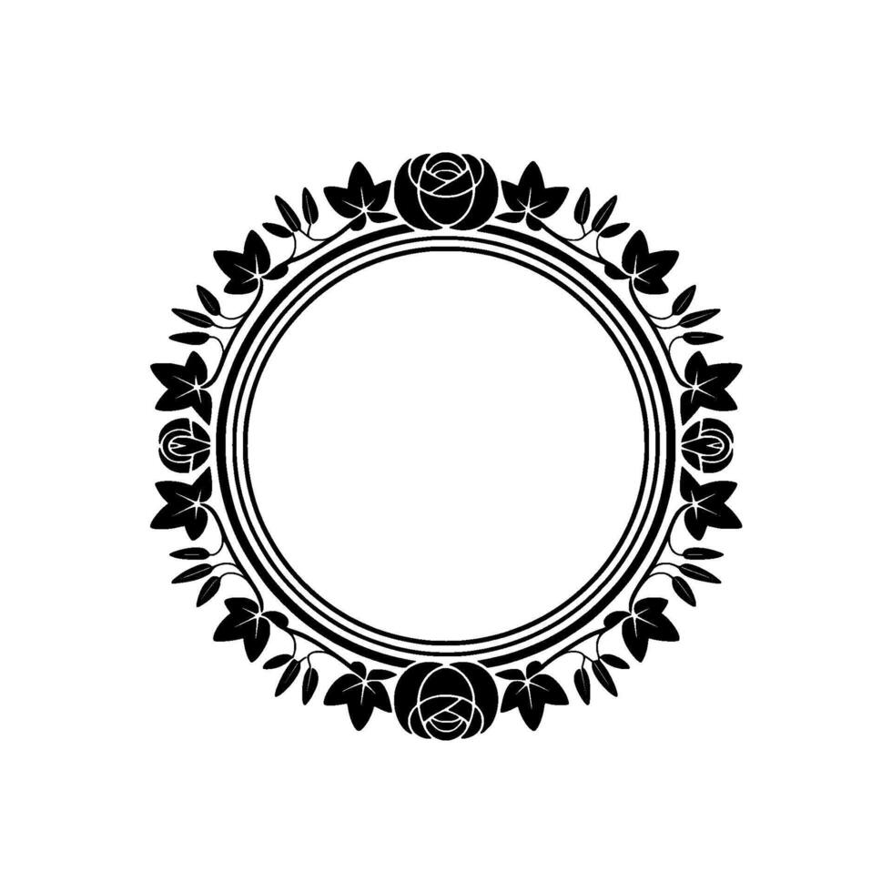 Elegant Floral Circle Frame, Vintage - Botanical vector