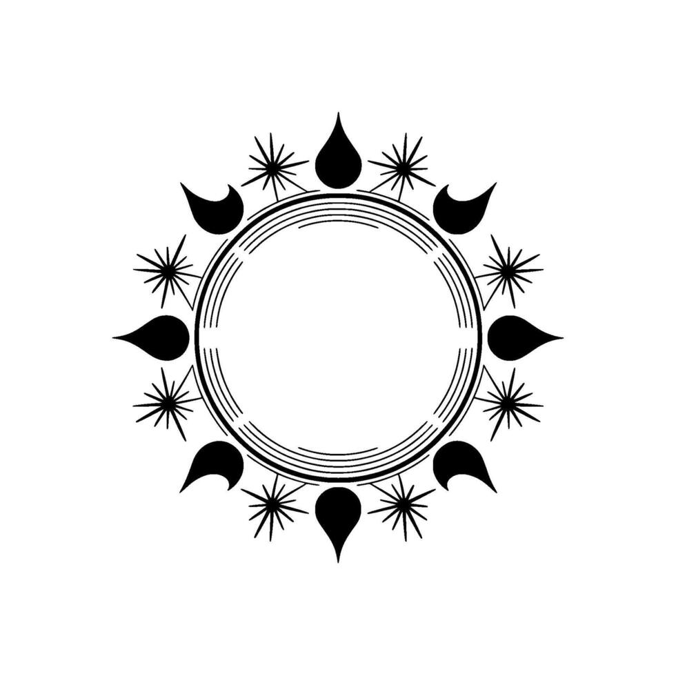 Celestial Cycle Minimalist Moon Phases Stars, Circular vector