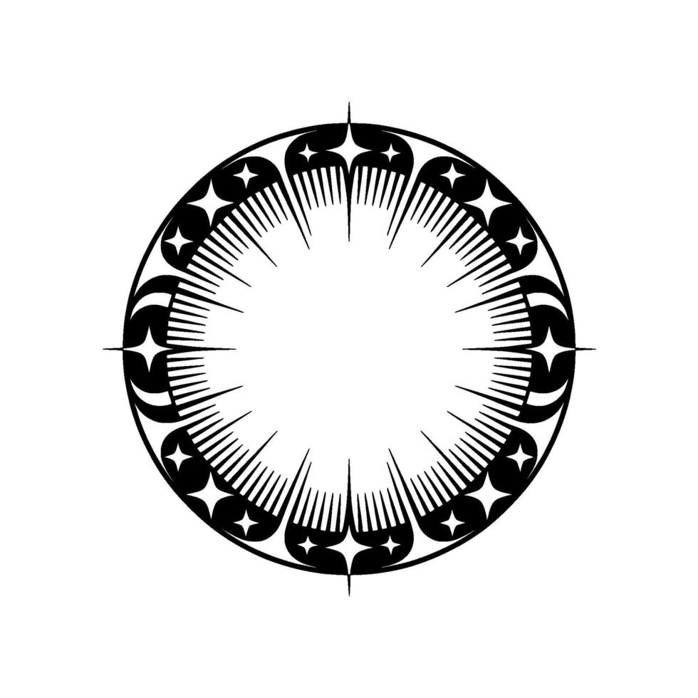 Geometric Tribal Ornament, Circular Symmetry, Minimalist vector