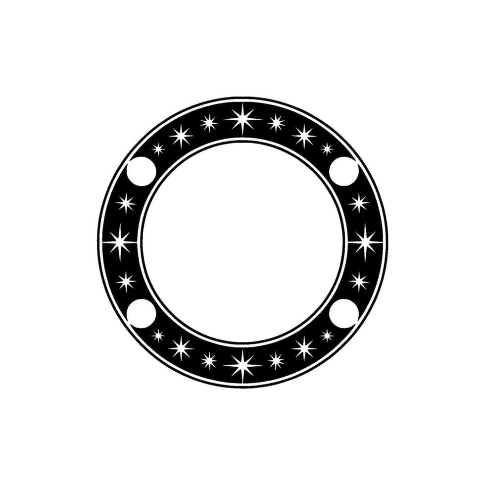 Celestial Circle Starry Moon Motif, Minimalist vector