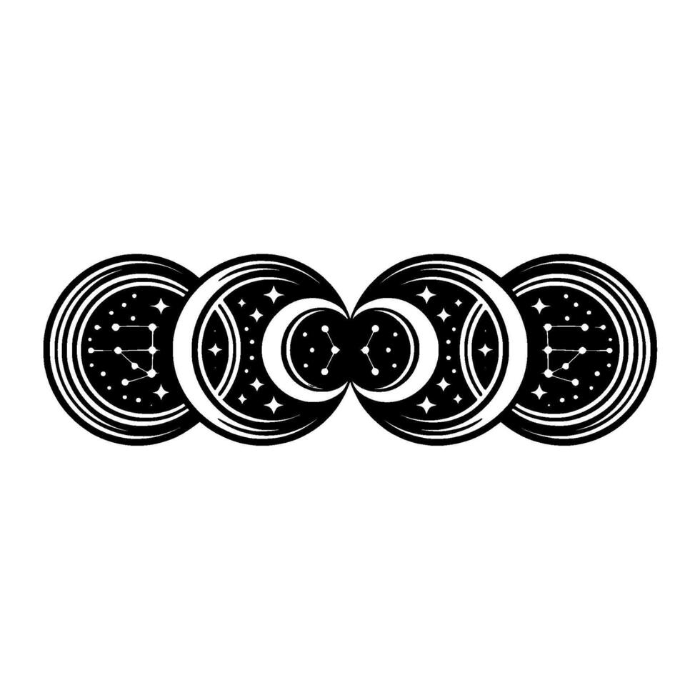 Celestial Cycle Illuminated Moon Phases Cosmic Connection vector