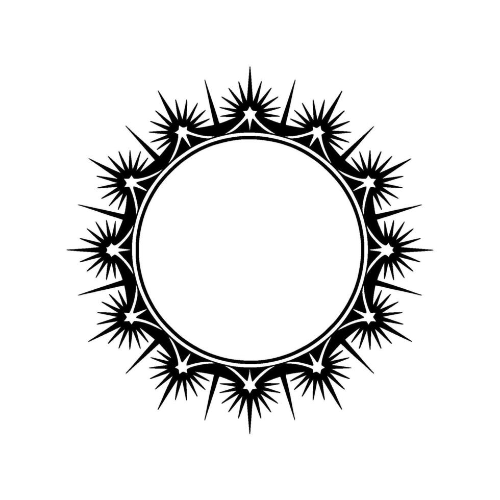 Spiked Circular Emblem, Dark Silhouette, Minimalist vector
