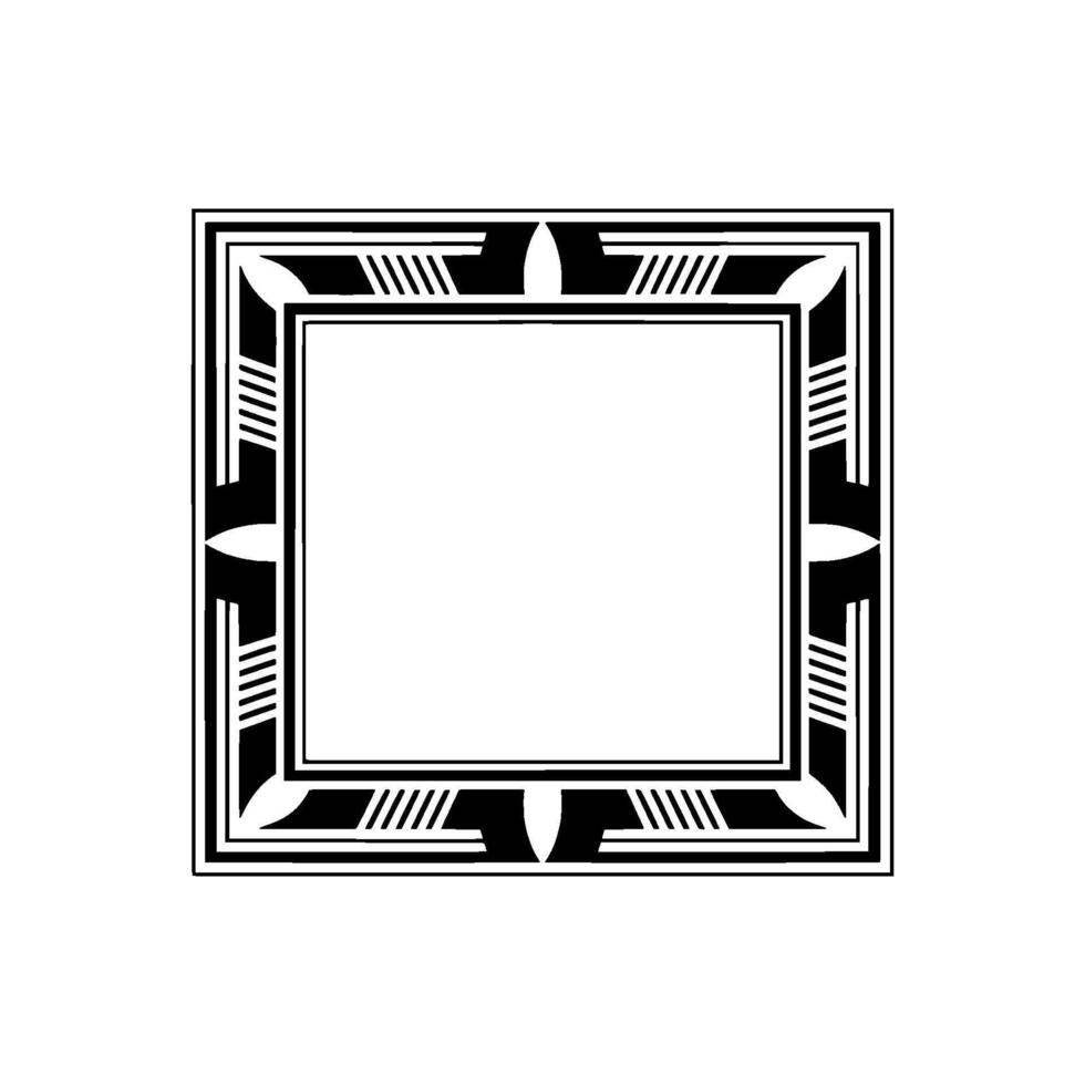 Geometric Deco Frame, Black White, Minimalist - Border vector