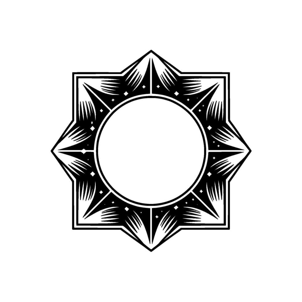Geometric Starburst Frame, Vintage Style vector