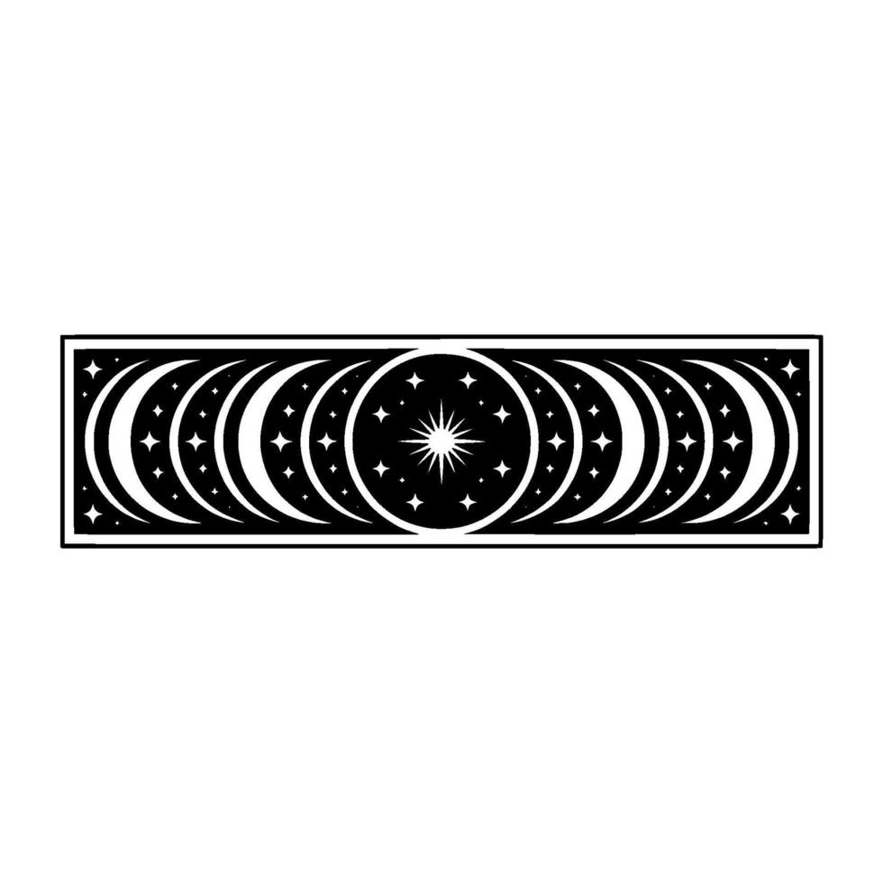 Celestial Phases, Starry Night, Minimalist Emblem vector