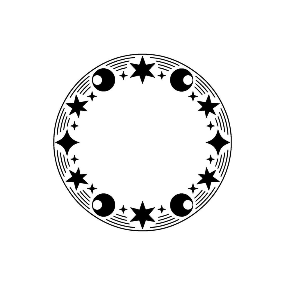 Celestial Circle Lunar, Starry, and Minimalist vector