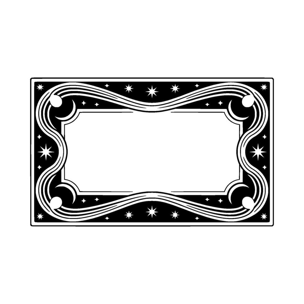 Art Nouveau Frame, Celestial Stars, Elegant Border vector